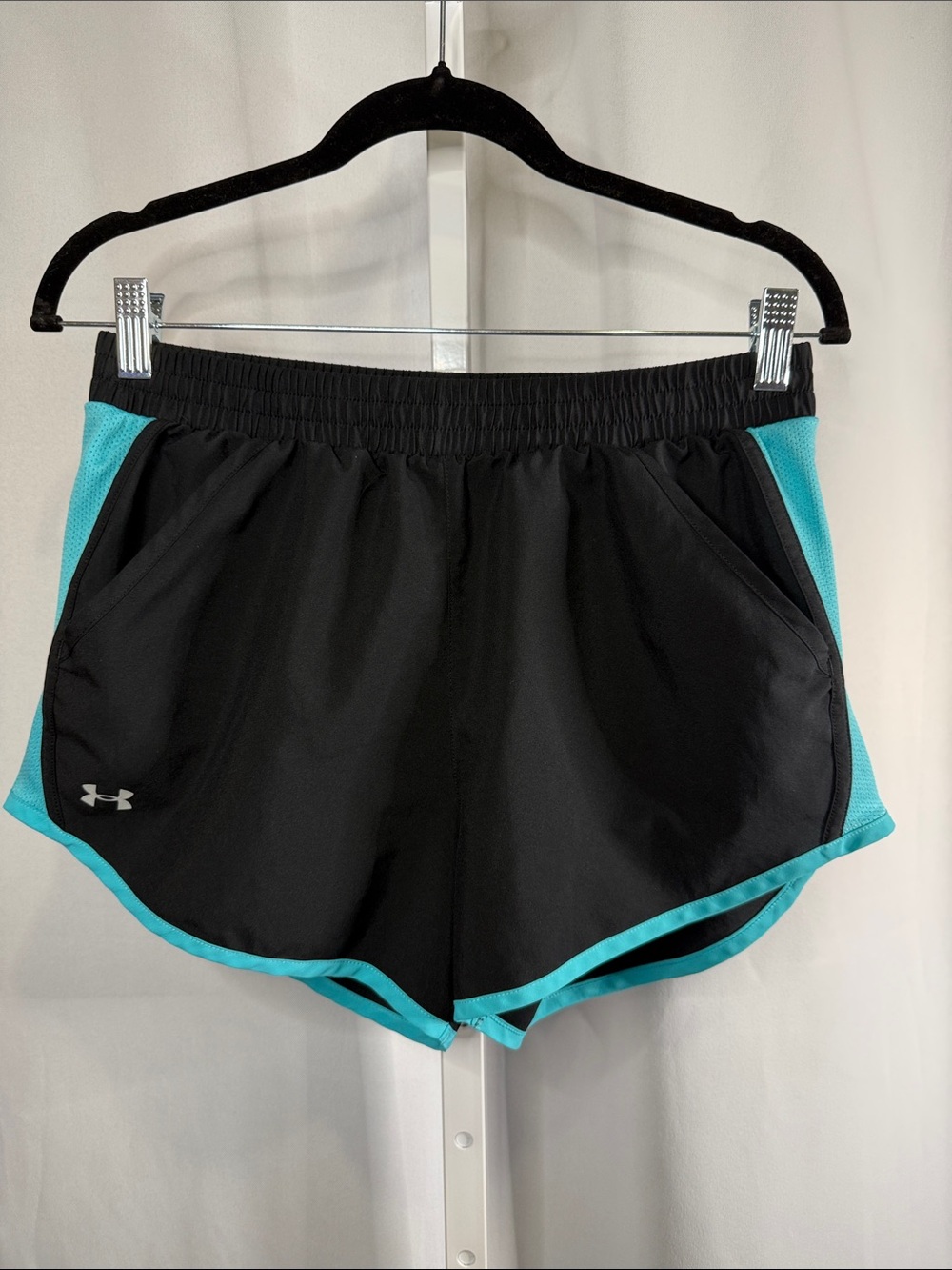 Under Armour Black and Teal Athletic Running Shorts